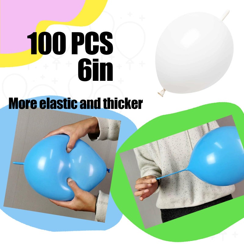 JINUPHION 100 Pcs Quick Link Balloons White 6 inch  Latex Linking Balloons for Balloon Wall/Balloon Arches/Balloon Chains  Birthday Party Wedding Anniversary Graduation Arch Party Decor (white) - Image 5